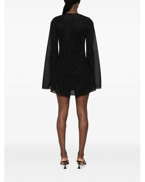 Oséree Lumière Embellished V-Neck Mini Dress - Black