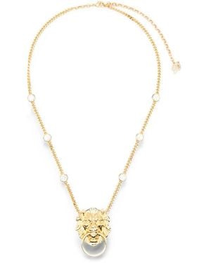 Blumarine Lion-Pendant Crystal-Embellished Necklace - Metallic