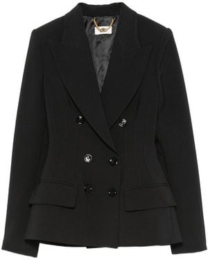 Elisabetta Franchi Double-Breasted Peaked-Lapel Blazer - Black