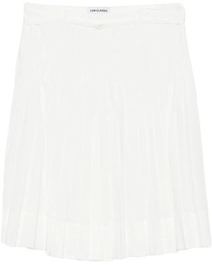 Low Classic Pleated Midi Skirt - White