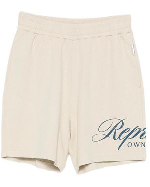 Represent Owners' Club Logo-Print Track Shorts - Natural