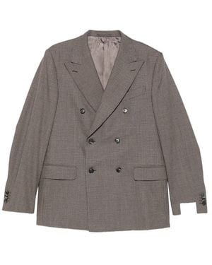 Caruso Double-Breasted Micro-Check Suit - Gray