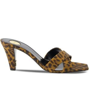 Saint Laurent 75Mm Leopard-Print Sandals - Brown
