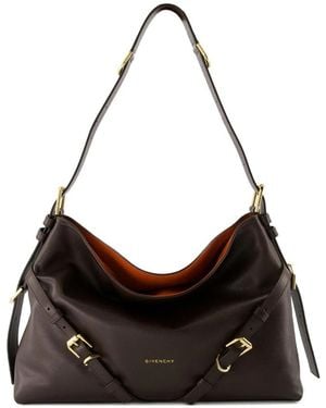 Givenchy Medium Voyou Buckle-Fastening Calfskin Shoulder Bag - Black