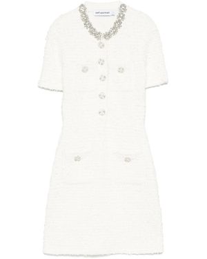 Self-Portrait Embellished Button-Detailed Mini Dress - White