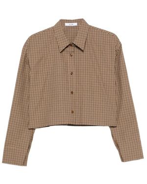 ELEH Cropped Checked Shirt - Brown