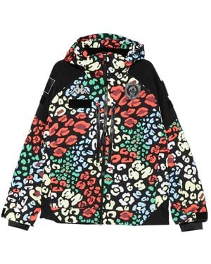 Kappa 602Cg Premium Leopard-Print Hooded Ski Jacket - Blue