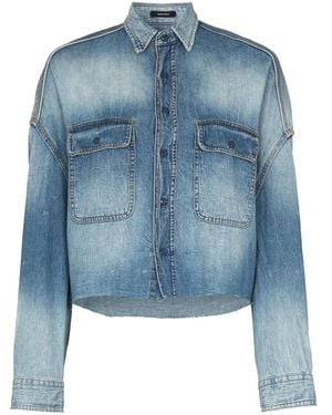 R13 Cropped Denim Shirt - Blue
