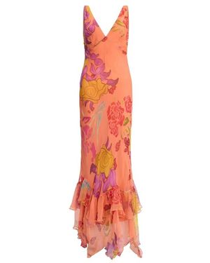 Donde Esteban Guava Flores Maxi Dress - Orange