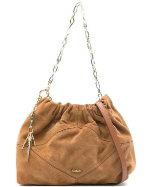 Ba&sh June Ruched Chain-Link Mini Shoulder Bag - Brown