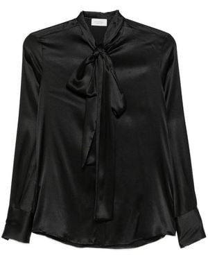 Mazzarelli Pussy-Bow Silk-Satin Blouse - Black