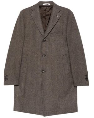 Tagliatore Herringbone-Pattern Single-Breasted Coat - Brown
