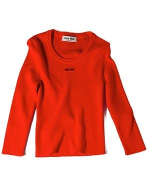 Miu Miu Cotton Crew-Neck Jumper - Red