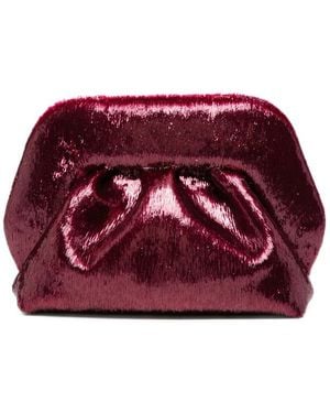 THEMOIRÈ Small Bios Metallic Pleated Clutch Bag - Red