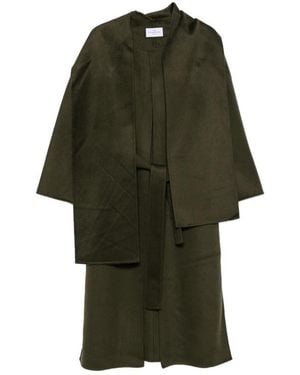 The Dynamis Studio Scarf-Detail Belted Coat - Green