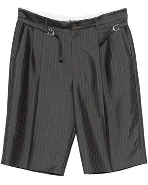 Magliano Pinstripe Buckled-Tabs Shorts - Grey