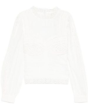 FARM Rio Lace Long-Sleeve Blouse - White