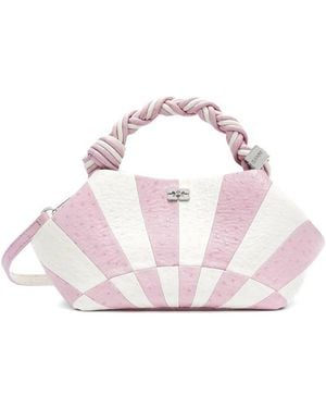 Ganni Bou Striped Leather Shoulder Bag - Pink