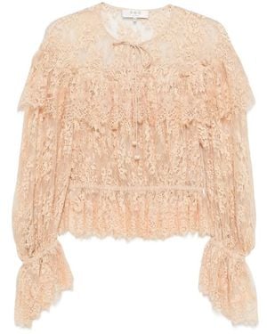 Sea Ruffled Lace Blouse - Natural