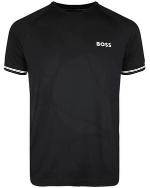 BOSS Logo-Print Raglan-Sleeve T-Shirt - Black