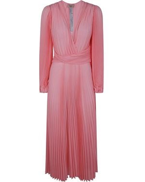 Twinset Pleated Georgette Midi Dress - Pink
