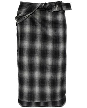IRO Nylane Check-Pattern Asymmetric Midi Skirt - Black