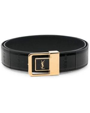 Saint Laurent Ysl Logo-Plaque Belt - Black