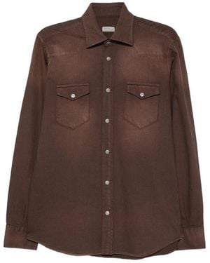Sartorio Napoli Faded-Effect Western-Yoke Shirt - Brown