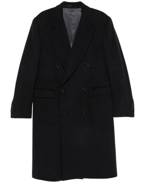Lardini Double-Breasted Peak-Lapel Coat - Black