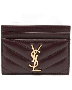 Saint Laurent Quilted Logo Card Holder - Purple