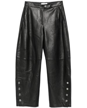 Sportmax Button-Embellishment Leather Pants - Black