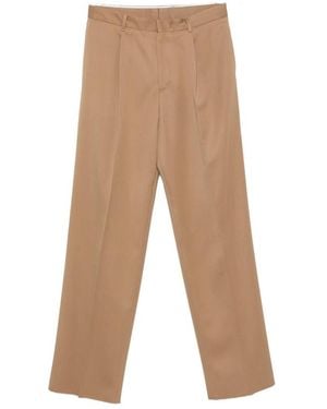 Lardini Pleated Straight-Leg Pants - Natural