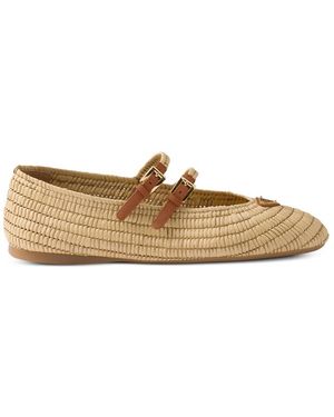 Prada Straps Buckles Crochet Ballerinas - Natural