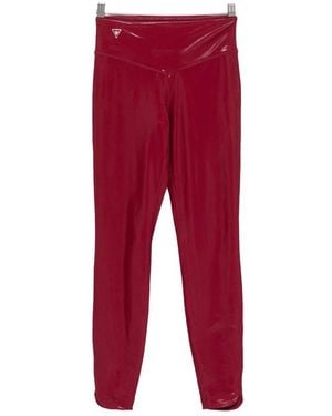 MACRON Metallic-Effect Logo-Patch Performance Leggings - Red