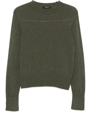Aragona Long-Sleeve Ribbed-Trim Sweater - Green