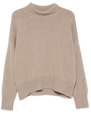 Aragona Turtleneck Ribbed-Trim Sweater - Natural
