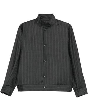 AYA MUSE Pinstriped Bomber Jacket - Black