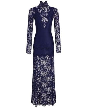 Rabanne Long-Sleeved Lace Maxi Dress - Blue
