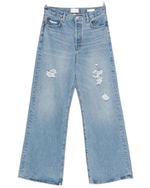 FRAME The Loose Distressed Wide-Leg Jeans - Blue