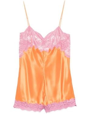 Saint Laurent Lace-Trim Playsuit - Pink