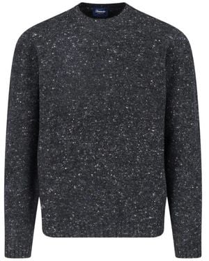 Drumohr Flecked-Knit Crew-Neck Sweater - Blue