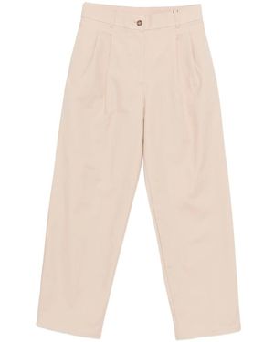 Calvin Klein Flared Trousers With Pleat Detailing - Natural