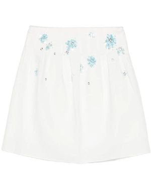 ShuShu/Tong Pleated Skirt Sequin Detail Linen - White