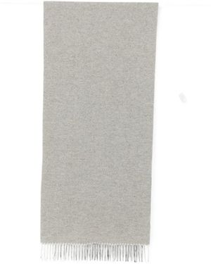 Fileria Herringbone-Patterned Fringed Scarf - Grey