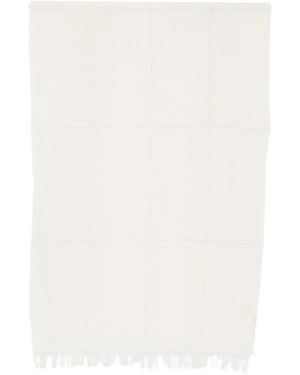 D'Aniello Check Fringed Scarf - White