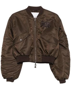 Cecilie Bahnsen Ruched-Sleeve Cropped Bomber Jacket - Brown
