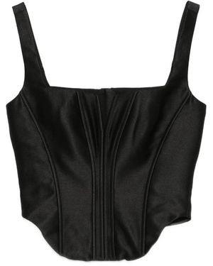 Self-Portrait Taffeta Corset Top - Black