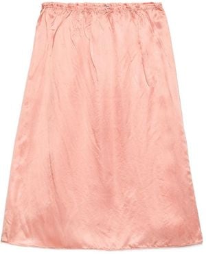 Prada Elasticated-Waist Silk Skirt - Pink