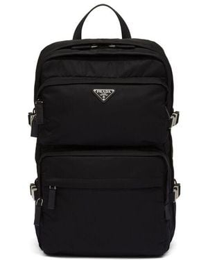 Prada Re-Nylon Saffiano Leather Backpack - Black