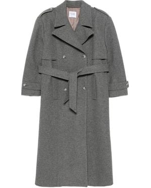LE SULLY STUDIO Double-Breasted Belted Coat - Grey
